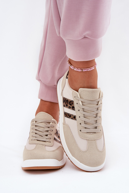 Жіночі Кросівки З Еко Замші Леопардові Бежеві Marinils