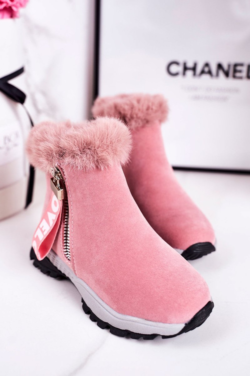 Дитячі утеплені зимові черевики з хутром рожеві Love-Love