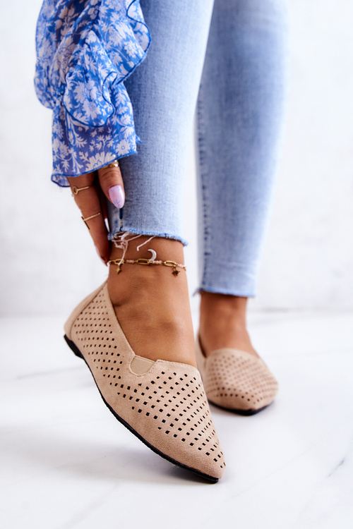 Жіночі ажурні балетки Сліпони Бежеві Rosario