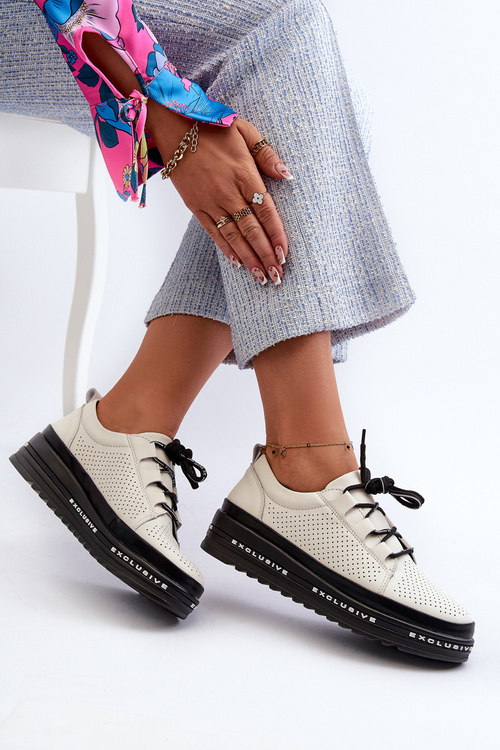 Жіночі шкіряні лофери на платформі S.Barski LR769A Бежеві