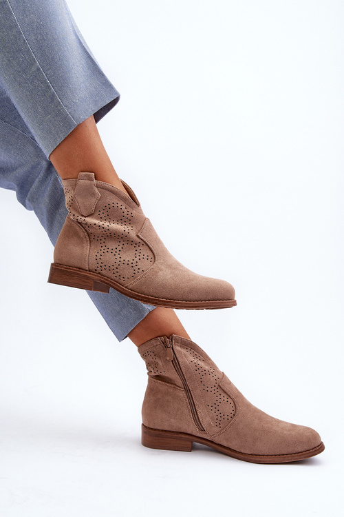 Жіночі бежеві ботильйони з вирізом S.Barski HY66-151