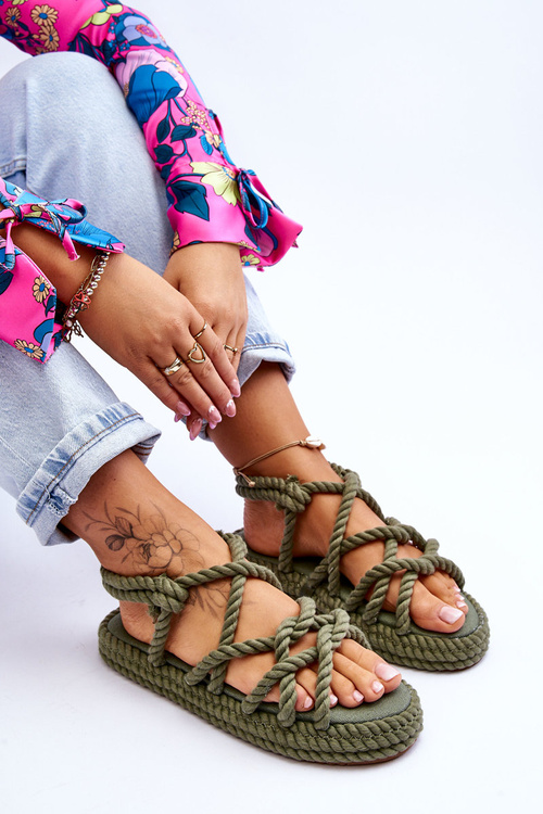 Жіночі модні плетені босоніжки Green Tiffanie