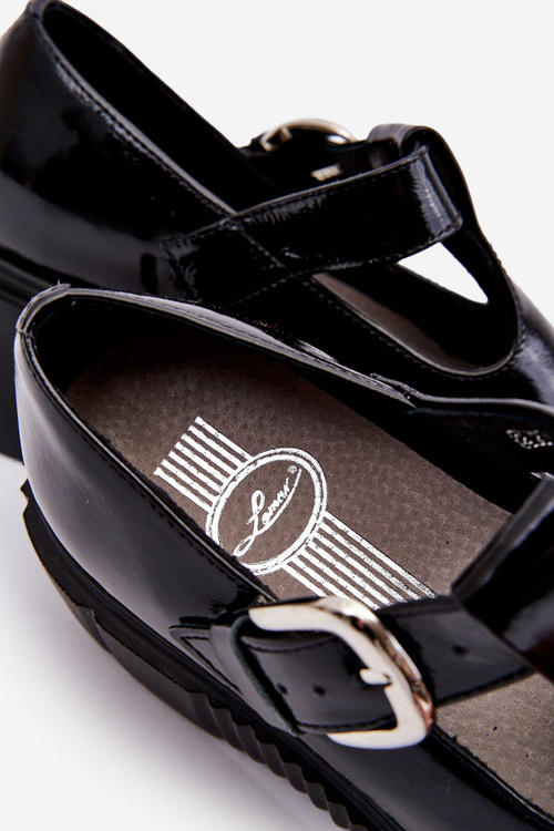 Модні лаковані туфлі на масивній платформі Black Colson