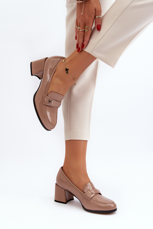 Бежеві лаковані туфлі на високих підборах Felicijana