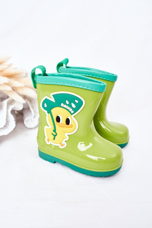 Дитячі резинові чоботи з качиним зеленим