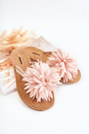 Жіночі шльопанці з тканинним орнаментом світло-рожеві Eviana