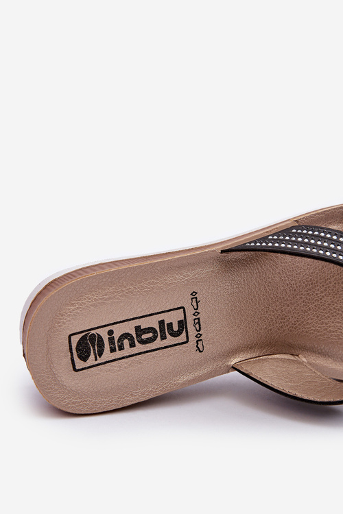 Зручні жіночі шльопанці з цирконами Inblu BV000037 Чорні