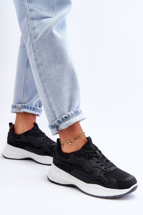 Жіночі спортивні кросівки на платформі чорно-білі Lomare