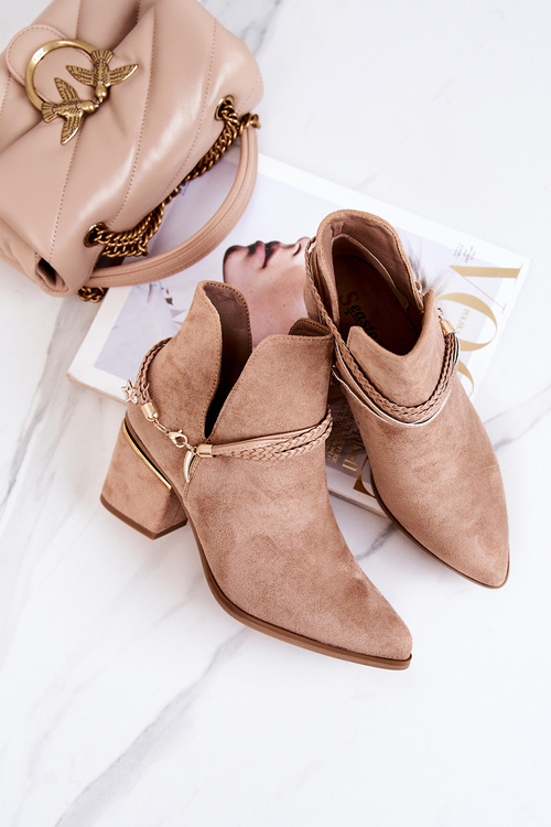 Замшеві ковбойські чоботи в смужку Темно-бежеві Inessa