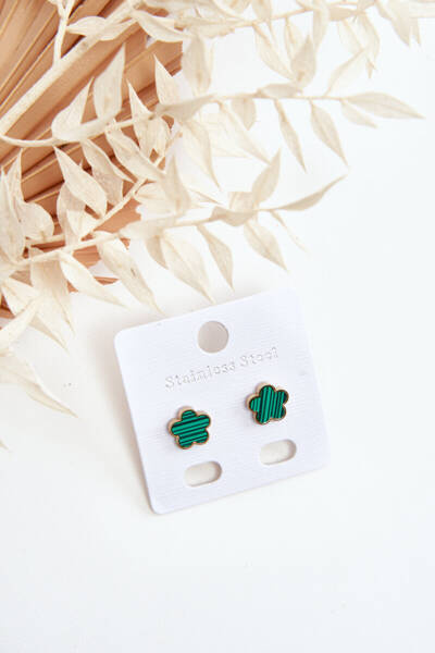 Ніжні сережки Квіти зелено-золоті