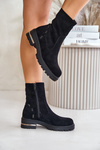Теплі жіночі черевики з еко замші на блискавці Чорні Narilie