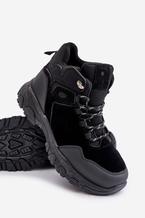 Чоловічі утеплені туристичні кросівки зі шнурівкою, чорні Zerista