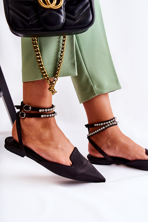 Жіночі босоніжки з носком шпіц чорні Amisha