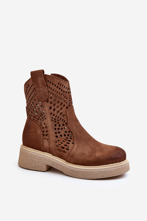 Замшеві жіночі чоботи Zazoo 3470 зі шнурівкою на плоскій підошві, коричневі