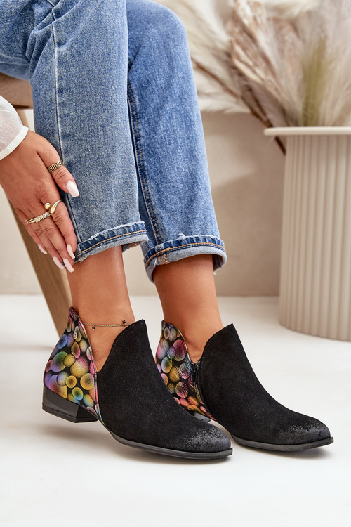 Шкіряні ботильйони Maciejka з вирізами чорні 04091-77