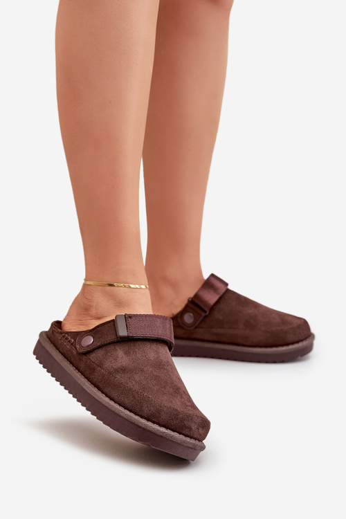 Утеплені жіночі капці на платформі шоколадні Neliel