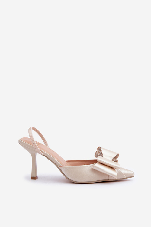 Тканинні Туфлі На Каблуках З Бантом Золоті Selatea