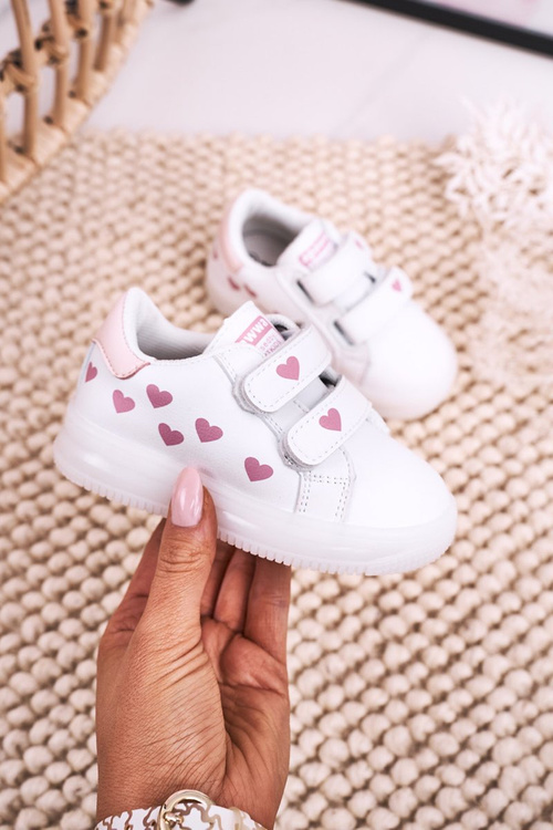 Дитяче спортивне взуття на LED підошві біло-рожевий бумер