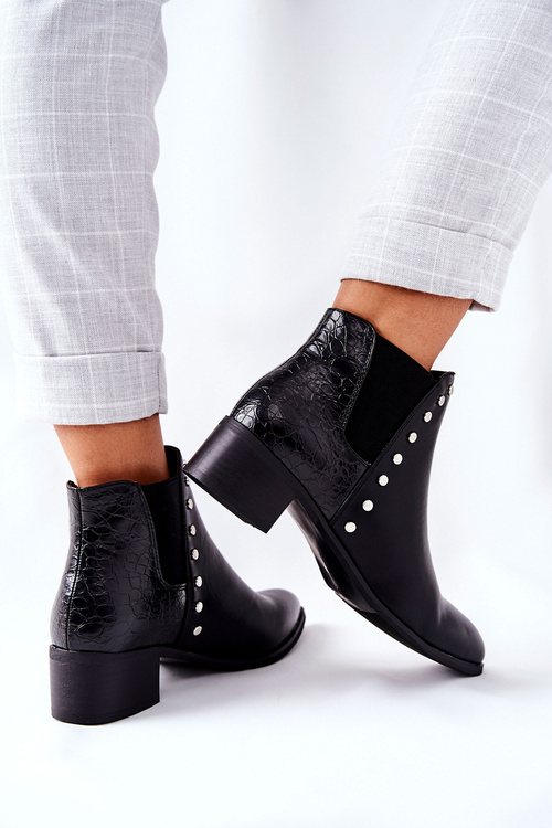 Жіночі черевики челсі на блочному каблуці Чорні човники