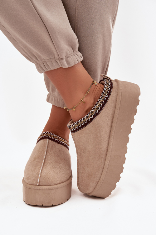 Жіночі зимові черевики з декоративним вишивкою Бежеві Jenira