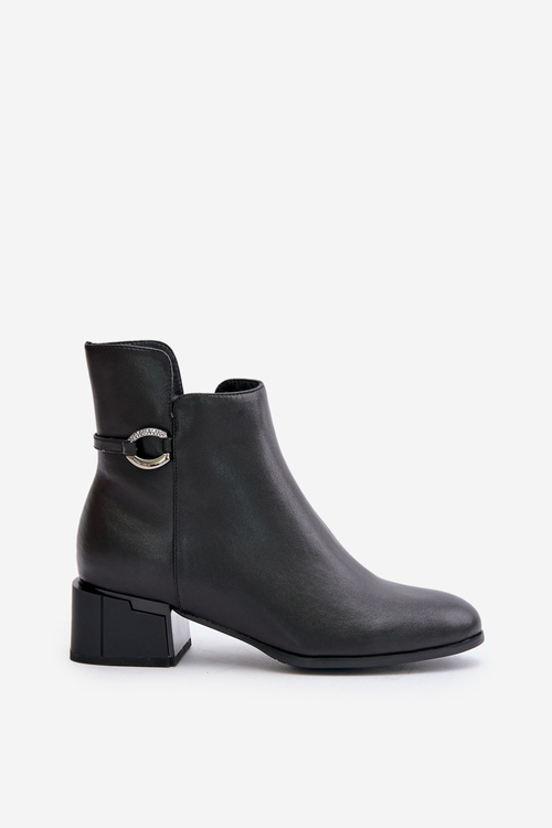 Теплі жіночі чоботи на підборах на блискавці чорні Vinceza 66724