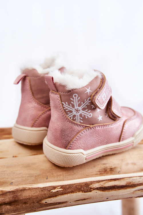 Дитячі теплі черевики на липучці Велика зірка KK374188 Рожеві