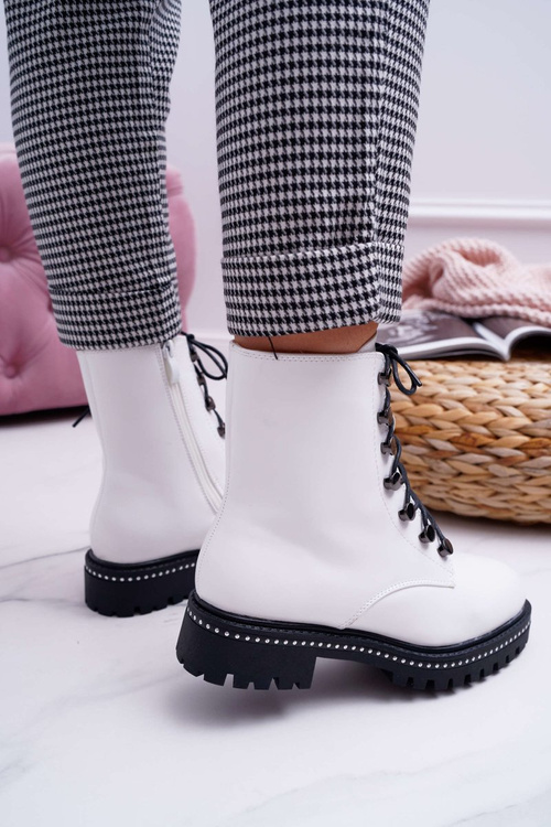 Жіночі високі чоботи Glans White Buena на плоскому каблуці