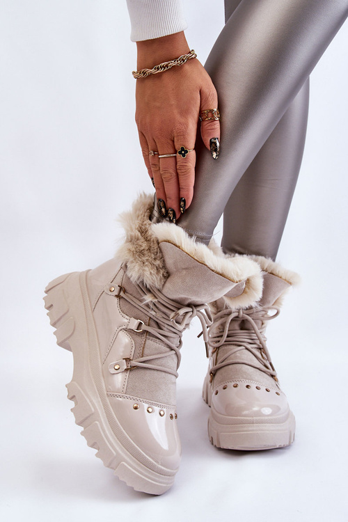 Чоботи жіночі на шнурівці світло-бежеві Merron