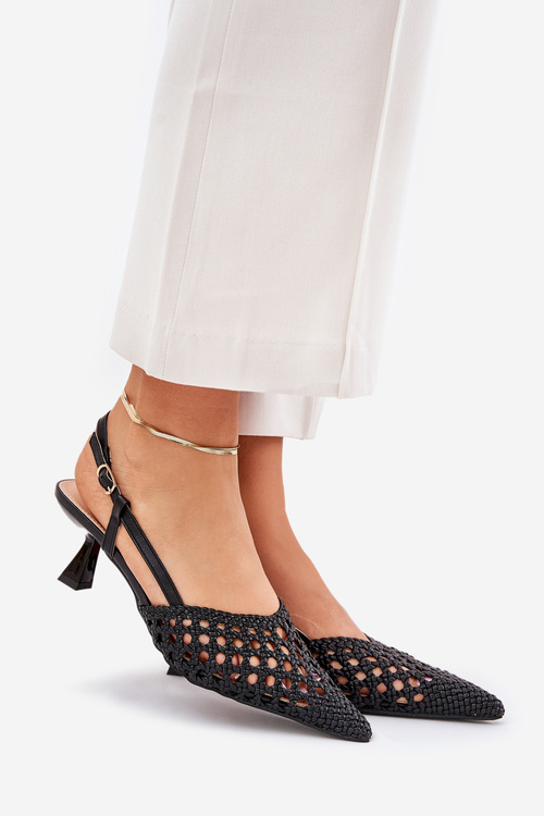 Туфлі На Шпильці З Гострим Носом І Відкритою Пятою Чорні Umirana