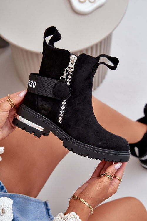 Жіночі теплі черевики на блискавці Black Calvaro