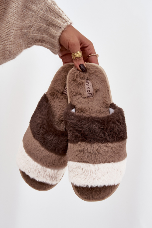 М'які жіночі тапочки з смугами коричневі Tahlisse