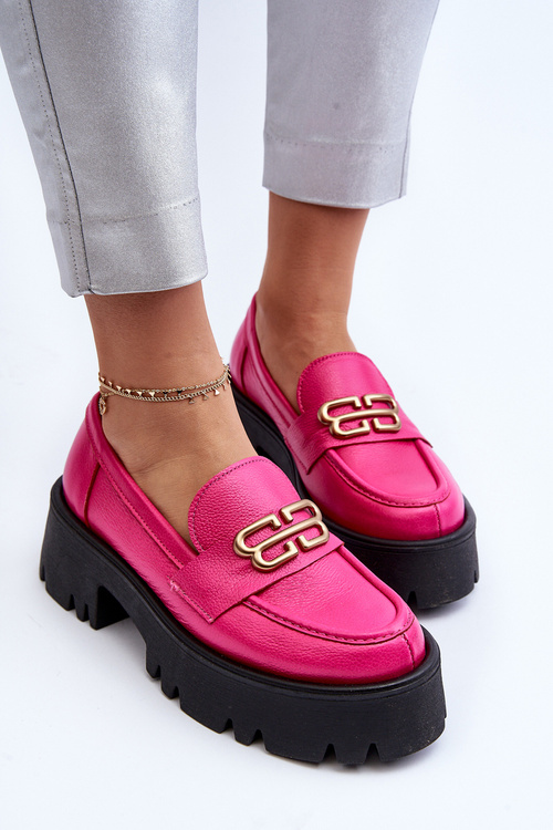 Жіночі лофери з натуральної шкіри Zazoo 20164 кольору фуксії