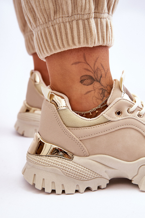 Бежеві класичні кросівки на платформі