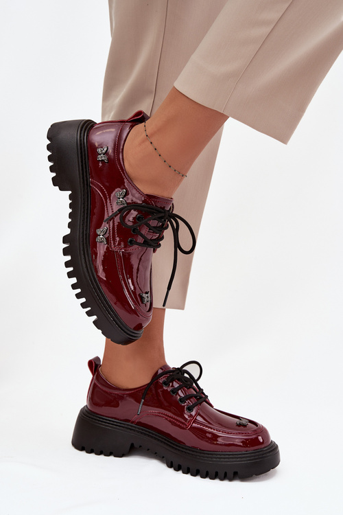 Лаковані шкіряні жіночі туфлі з пряжками Artiker 57C0336 бордові