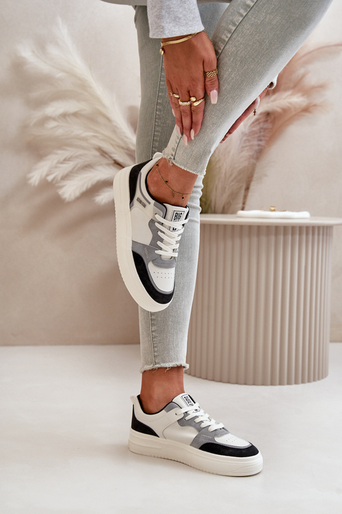 Жіночі низькі кросівки з еко шкіри Big Star OO274028 біло-сірі