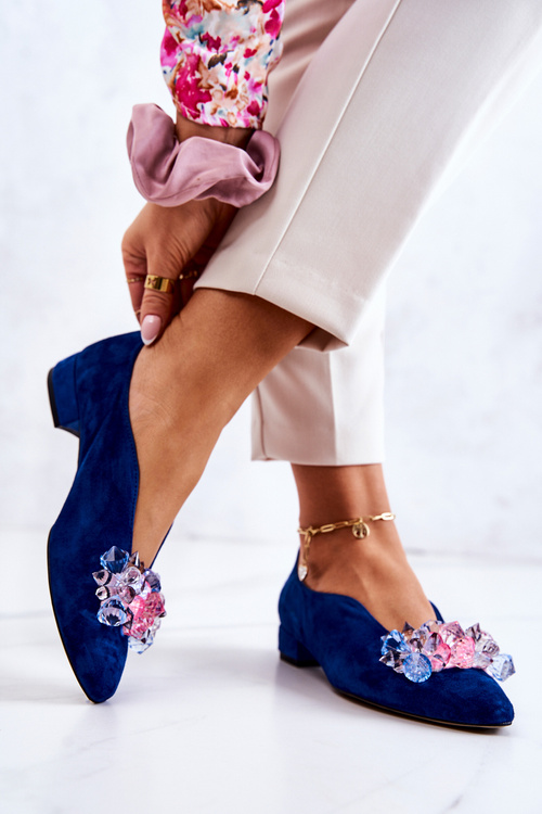 Елегантні замшеві туфлі з декором темно-синій McQueen