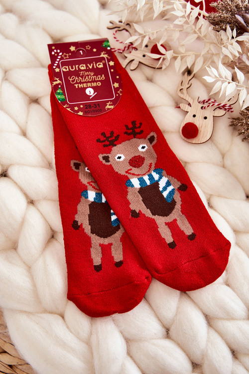 Дитячі термоактивні новорічні шкарпетки Reindeer Red 