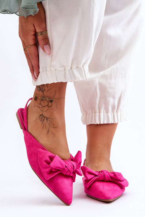 Жіночі балетки без рукавів з бантом кольору фуксії Nadine