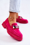 Жіночі замшеві лофери з декором Фуксія Karlott