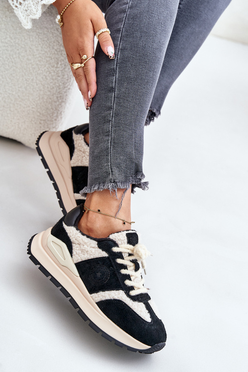 Теплі жіночі шкіряні кросівки Big Star OO274A318 HI-POLY SYSTEM Чорні