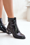 Лаковані ботильйони на підборах утеплені чорні MR880-093