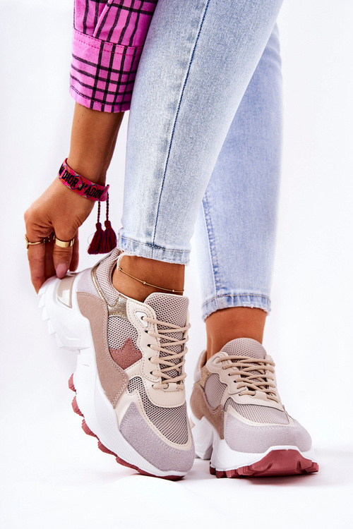 Спортивне взуття на платформі бежевий Alessia