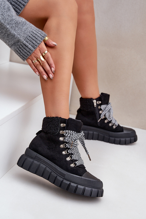 Жіночі Утеплені Чоботи На Платформі Чорні Alcyhen
