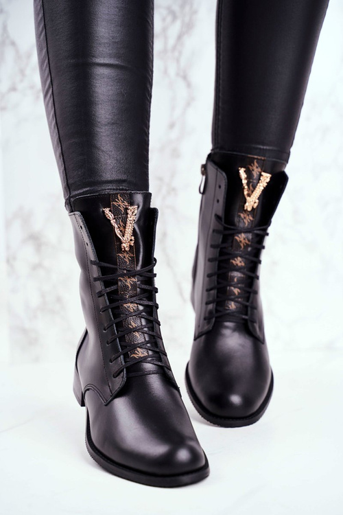 Жіночі шкіряні чоботи чорні Nicole 2593