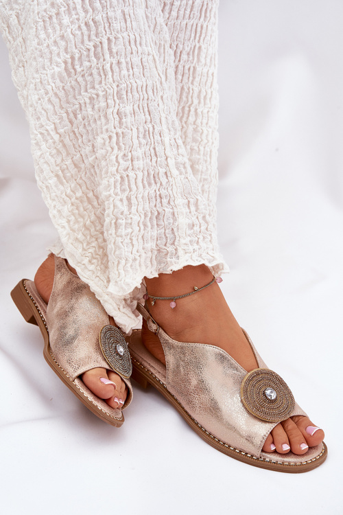 Сяючі Жіночі Сандалі З Декоративним Елементом S.Barski KV51-012 Рожеве Золото