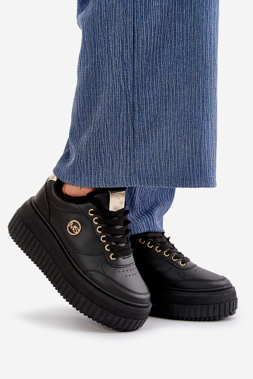 Кросівки жіночі спортивні утеплені на масивній підошві Чорні Ardiela