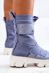 Високі робочі чобітки на блискавці синього кольору Nerisa 