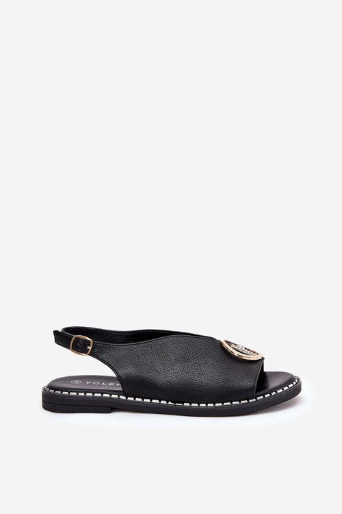 Площині Елегантні Сандалі З Декором Чорні Iseliria