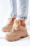 Чоботи жіночі утеплені бежеві лімерик