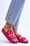 Жіночі босоніжки на корковій платформі з смужками кольору фуксії Doretta